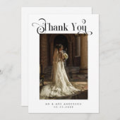 ヴィンテージボホスクリプトレトロ写真結婚のロマンチック サンキューカード (正面/裏面)