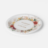 ヴィンテージボホトロピカルパンパスグラスフローラズ ペーパープレート (アングル)