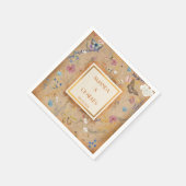 ヴィンテージボホバタフライ庭園の結婚式 スタンダードカクテルナプキン (角)