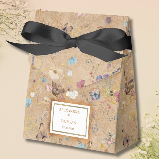 ヴィンテージボホバタフライ庭園の結婚式 フェイバーボックス