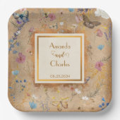 ヴィンテージボホバタフライ庭園の結婚式 ペーパープレート (正面)