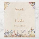 ヴィンテージボホバタフライ庭園の結婚式 ワインラベル (シングルラベル)