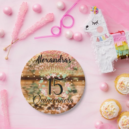 ヴィンテージボホバラ金ゴールド素朴キンセニェラスペインの ペーパープレート (パーティー)