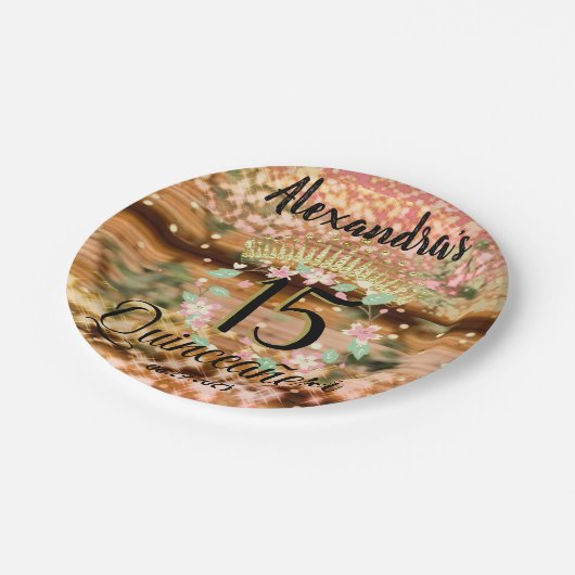 ヴィンテージボホバラ金ゴールド素朴キンセニェラスペインの ペーパープレート (アングル)