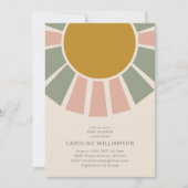 ヴィンテージボホパステルサンベビー男女兼用ビーシャワー 招待状 (正面)