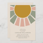 ヴィンテージボホパステルサンベビー男女兼用ビーシャワー 招待状 (正面/裏面)