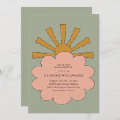 ヴィンテージボホパステルスサンシャインクラウドベビーシャワー 招待状 (正面/裏面)