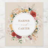 ヴィンテージボホパンパスグラスフローラ庭園の結婚式 ワインラベル (シングルラベル)