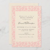 ヴィンテージボホピンクフローラエレガントブライダルシャワー 招待状 (正面/裏面)