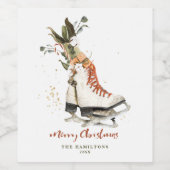 ヴィンテージボホファミリーメリークリスマスウォーター色 ワインラベル (シングルラベル)