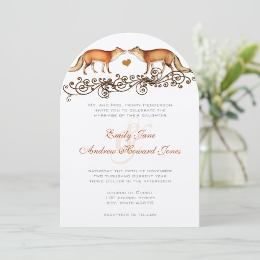 ヴィンテージボホフォレストキツネ結婚式招待状 招待状 (スタンド正面)