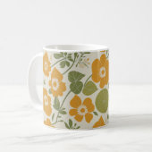 ヴィンテージボホフラワーオレンジカラーフローラルパターン コーヒーマグカップ (正面左)