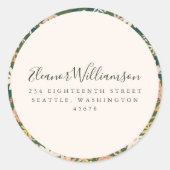 ヴィンテージボホフラワーズグリーンカスタム差出人住所 ラウンドシール (正面)