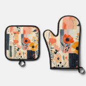 ヴィンテージボホフローラパッチワーク 鍋つかみ&鍋敷きセット (正面)