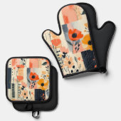 ヴィンテージボホフローラパッチワーク 鍋つかみ&鍋敷きセット (正面/裏面)