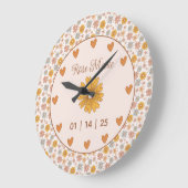 ヴィンテージボホフローラ子供部屋ハローベビーカスタム ラージ壁時計 (傾斜)