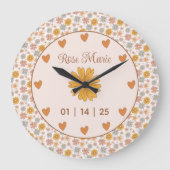 ヴィンテージボホフローラ子供部屋ハローベビーカスタム ラージ壁時計 (正面)