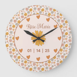 ヴィンテージボホフローラ子供部屋ハローベビーカスタム ラージ壁時計