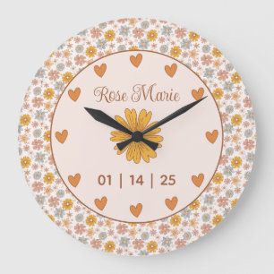 ヴィンテージボホフローラ子供部屋ハローベビーカスタム ラージ壁時計