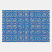 ヴィンテージボホブルーフローラルパターン ラッピングペーパーシート (正面2)