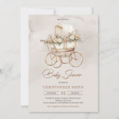 ヴィンテージボホベビーキャリッジ中性セージフローラ 招待状 (正面)