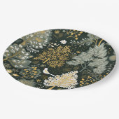 ヴィンテージボホホワイトグリーン金ゴールドクリスマスツリー ペーパープレート (アングル)