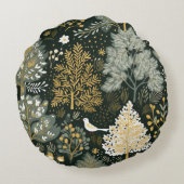 ヴィンテージボホホワイトグリーン金ゴールドクリスマスツリー ラウンドクッション (裏面)