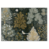 ヴィンテージボホホワイトグリーン金ゴールドツリーバード カッティングボード (正面)