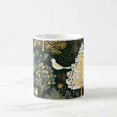 ヴィンテージボホホワイトグリーン金ゴールド鳥類 コーヒーマグカップ (中央)