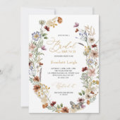 ヴィンテージボホワイルドフラワーガーデンブライダルブランチ 招待状 (正面)