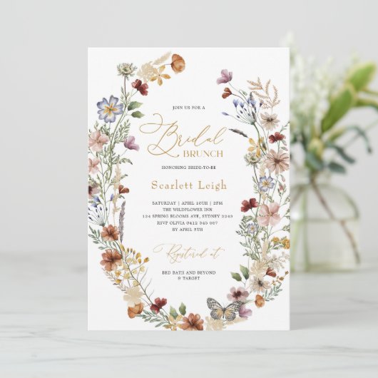 ヴィンテージボホワイルドフラワーガーデンブライダルブランチ 招待状 (スタンド正面)