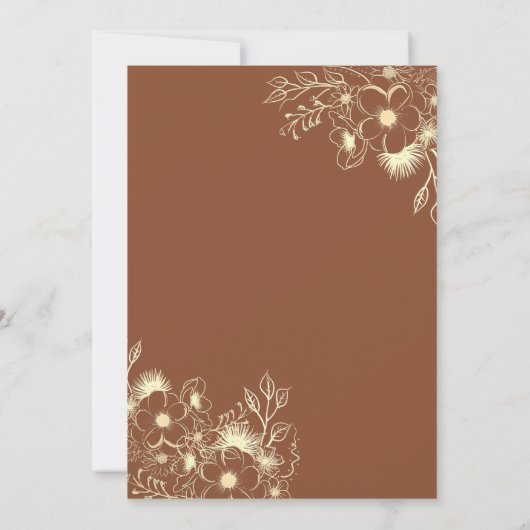 ヴィンテージボホワイルドフラワーズ金ゴールド結婚式招待状 招待状 (裏面)