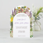 ヴィンテージボホワイルドフラワーファーンパープルイエローフローラ 招待状 (スタンド正面)