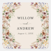 ヴィンテージボホワイルドフラワー スクエアシール (正面)