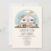 ヴィンテージボホワンハッピーキャンパー1歳パーティー 招待状 (正面)