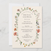 ヴィンテージボホーサマーワイルドフラワーアーチブライダルシャワー 招待状 (正面)