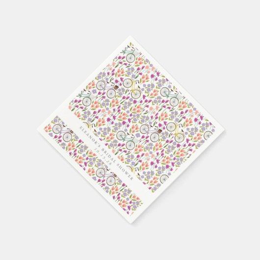 ヴィンテージボホー自転車フローラカスタムブライダルシャワー スタンダードカクテルナプキン (角)