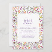 ヴィンテージボホー自転車フローラブライダルシャワー 招待状 (正面)