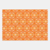 ヴィンテージボホ図形のパターン（オレンジと黄色） ラッピングペーパーシート (正面)