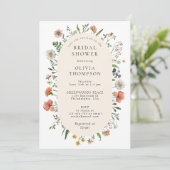 ヴィンテージボホ春ワイルドフラワーアーチブライダルシャワー 招待状 (スタンド正面)