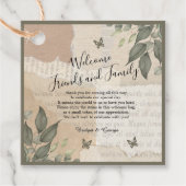 ヴィンテージボホ結婚ズ – 引き裂かれた紙&ユーカリ フェイバータグ (正面)