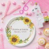 ヴィンテージボホ結婚ヒマワリロマンチック ペーパープレート (パーティー)