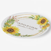 ヴィンテージボホ結婚ヒマワリロマンチック ペーパープレート (アングル)