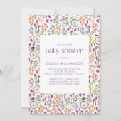 ヴィンテージボホ自転車フローラベビーシャワー 招待状 (正面)