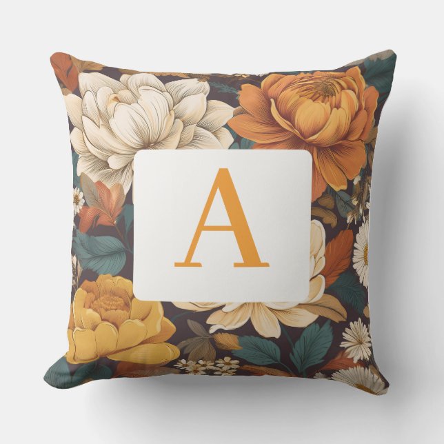 ヴィンテージボホ花柄モノグラム アウトドアクッション (正面)