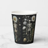 ヴィンテージボホ魔法神秘的なフローラ骨格の黒 紙コップ (裏面)