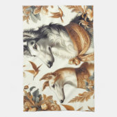 ヴィンテージボルゾイドッグイラストレーション キッチンタオル (縦)