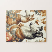 ヴィンテージボルゾイドッグイラストレーション ジグソーパズル (横)