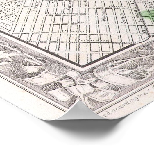 ヴィンテージボルチモアのダウンタウンの地図(1860) ポスター (角)