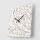 ヴィンテージボルドフランスのージャルディン手書きスクリプト スクエア壁時計 (傾斜)